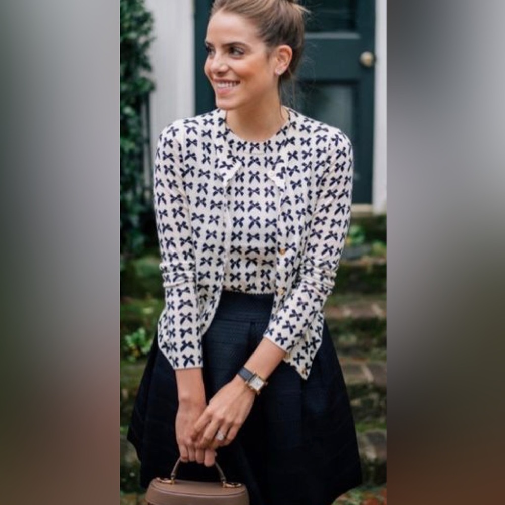 J Crew Jackie bow wool cardigan size XS
